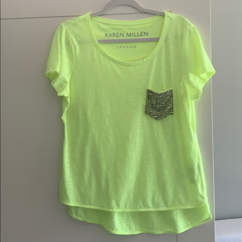 Karen Millen Neon Green Pocket Tee